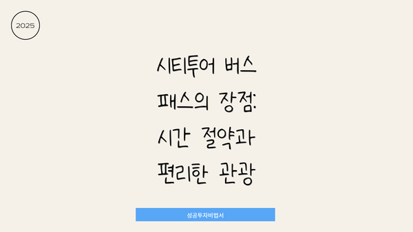 시티투어 버스 패스의 장점: 시간 절약과 편리한 관광