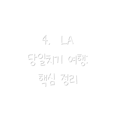 4.  LA 당일치기 여행:  핵심 정리