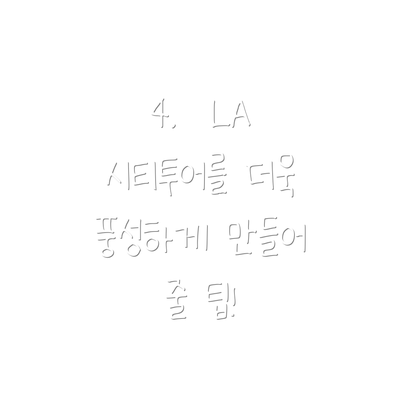 4.  LA 시티투어를 더욱 풍성하게 만들어 줄 팁!