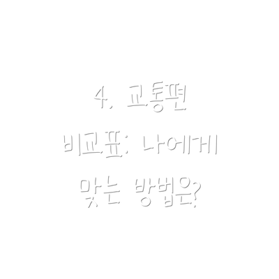 4. 교통편 비교표: 나에게 맞는 방법은?
