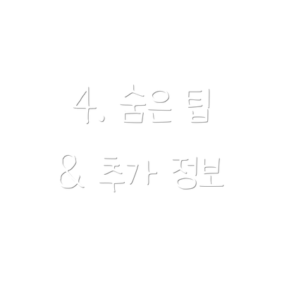 4. 숨은 팁 & 추가 정보