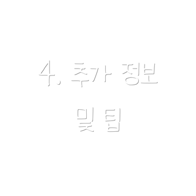 4. 추가 정보 및 팁