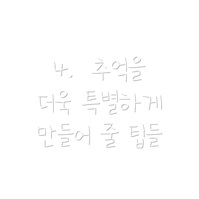 4.  추억을 더욱 특별하게 만들어 줄 팁들