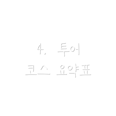 4.  투어 코스 요약표