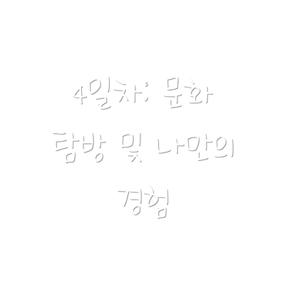 4일차: 문화 탐방 및 나만의 경험