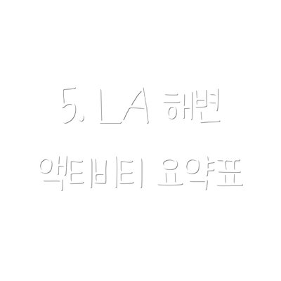 5. LA 해변 액티비티 요약표