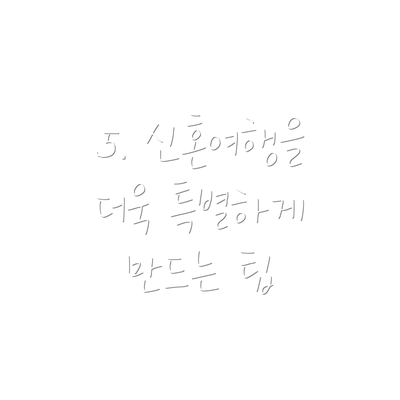 5. 신혼여행을 더욱 특별하게 만드는 팁
