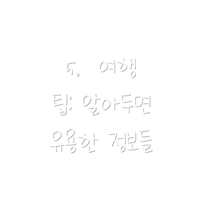 5.  여행 팁: 알아두면 유용한 정보들