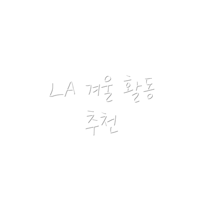 LA 겨울 활동 추천