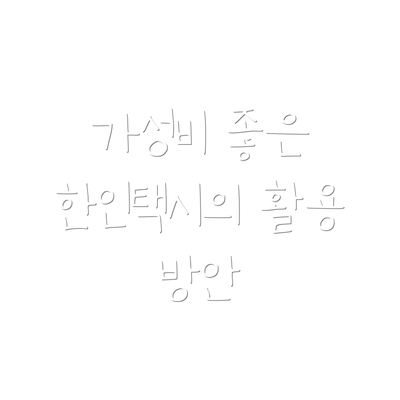 가성비 좋은 한인택시의 활용 방안