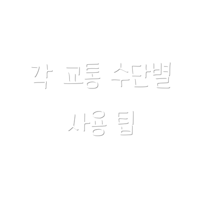 각 교통 수단별 사용 팁