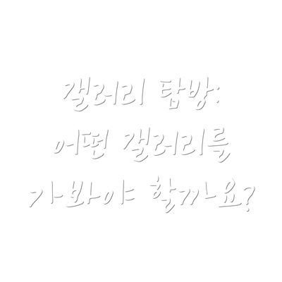 갤러리 탐방: 어떤 갤러리를 가봐야 할까요?