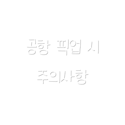 공항 픽업 시 주의사항