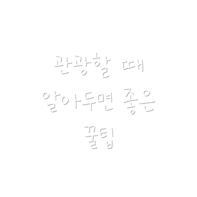 관광할 때 알아두면 좋은 꿀팁