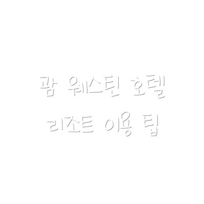 괌 웨스틴 호텔 리조트 이용 팁