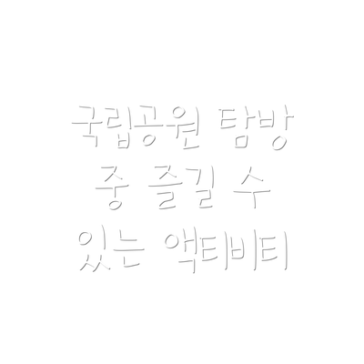 국립공원 탐방 중 즐길 수 있는 액티비티