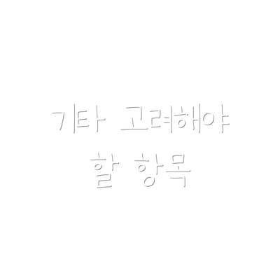 기타 고려해야 할 항목