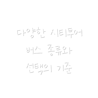 다양한 시티투어 버스 종류와 선택의 기준