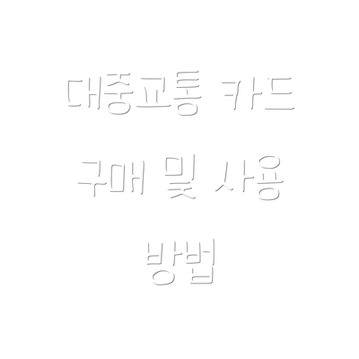 대중교통 카드 구매 및 사용 방법