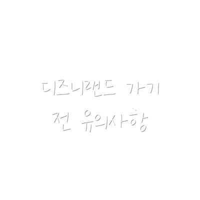 디즈니랜드 가기 전 유의사항