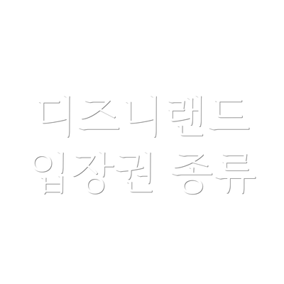 디즈니랜드 입장권 종류