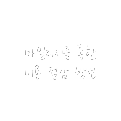 마일리지를 통한 비용 절감 방법