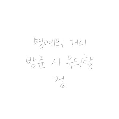명예의 거리 방문 시 유의할 점