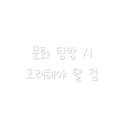 문화 탐방 시 고려해야 할 점
