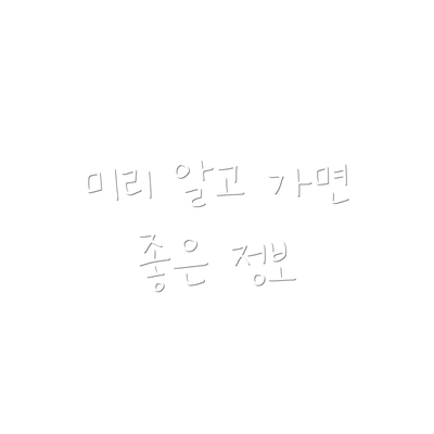 미리 알고 가면 좋은 정보