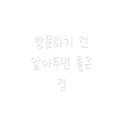 방문하기 전 알아두면 좋은 점