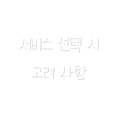 서비스 선택 시 고려 사항