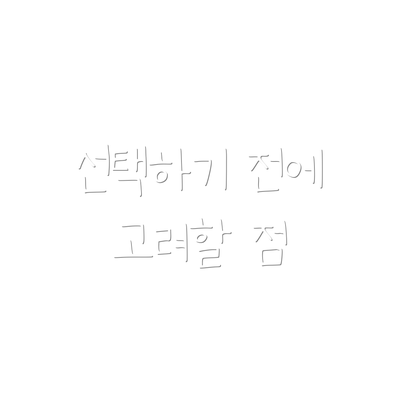 선택하기 전에 고려할 점