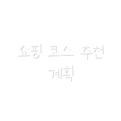 쇼핑 코스 추천 계획
