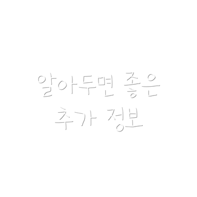 알아두면 좋은 추가 정보