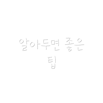 알아두면 좋은 팁