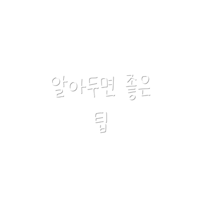 알아두면 좋은 팁