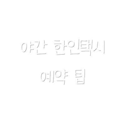 야간 한인택시 예약 팁