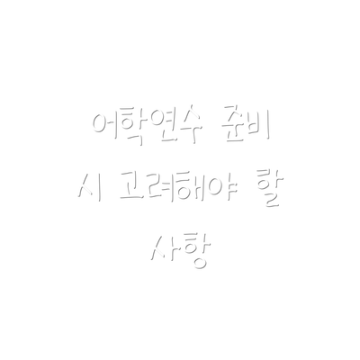어학연수 준비 시 고려해야 할 사항