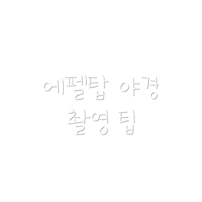 에펠탑 야경 촬영 팁