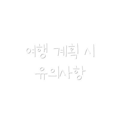 여행 계획 시 유의사항