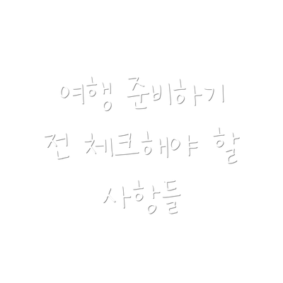여행 준비하기 전 체크해야 할 사항들