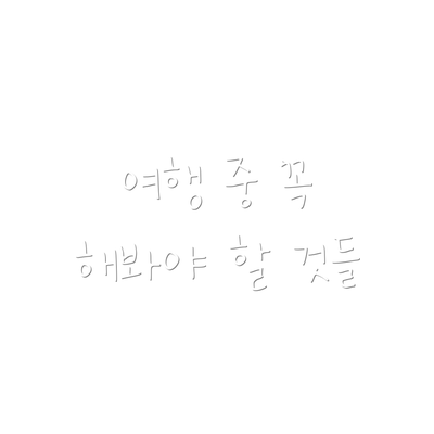여행 중 꼭 해봐야 할 것들