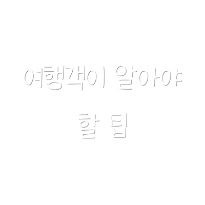 여행객이 알아야 할 팁