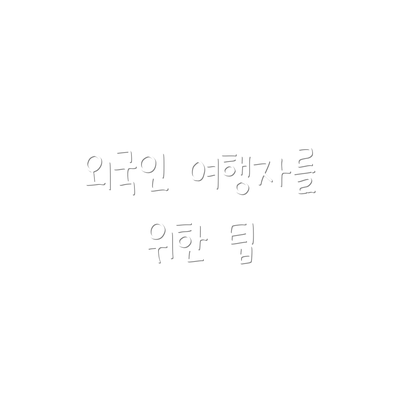 외국인 여행자를 위한 팁