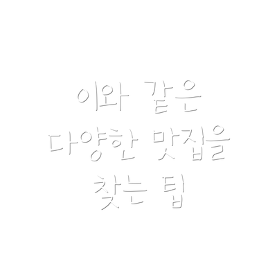이와 같은 다양한 맛집을 찾는 팁