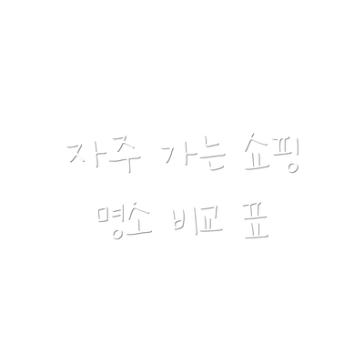 자주 가는 쇼핑 명소 비교 표