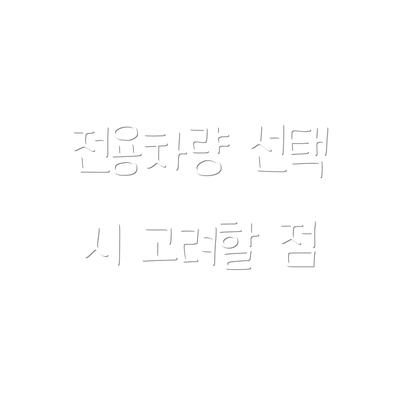 전용차량 선택 시 고려할 점