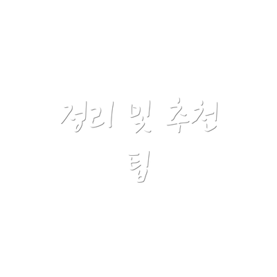정리 및 추천 팁