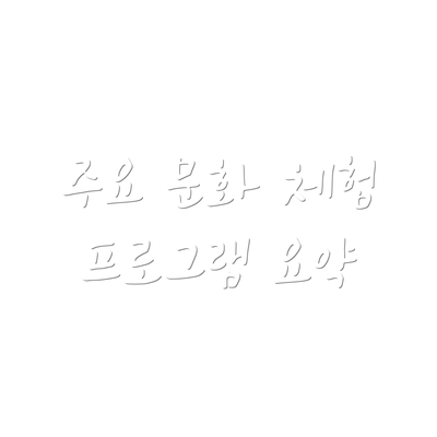 주요 문화 체험 프로그램 요약