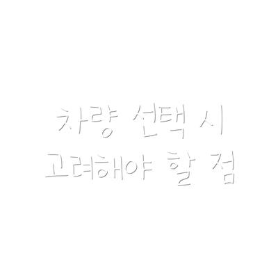 차량 선택 시 고려해야 할 점